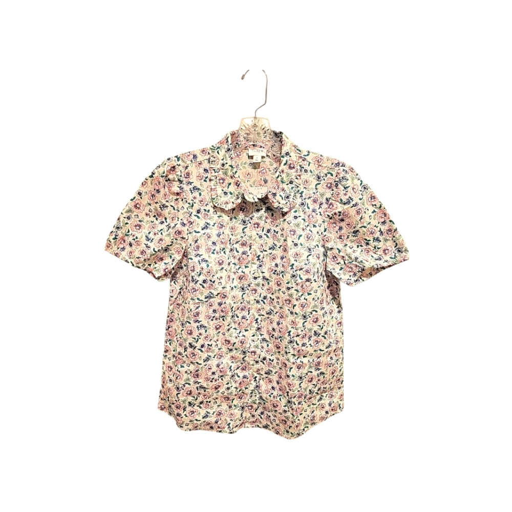 J. Crew Floral Short Sleeve Blouse Size Small